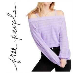 Free People Women's Sistine Cold Shoulder Hacci Knit Top Orchid Sz Small